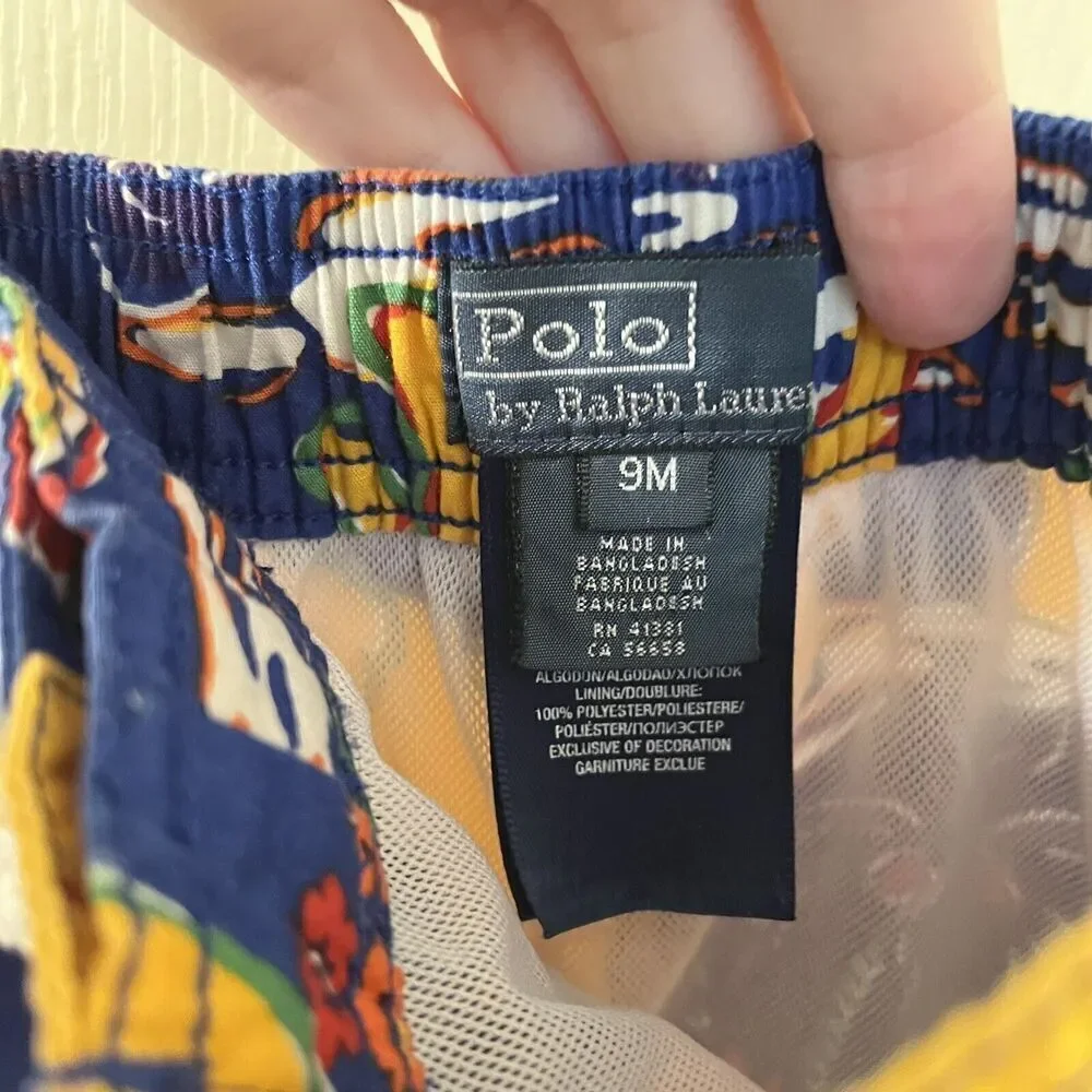 Polo by Ralph Lauren Swim Trunks Shorts Elephant Tropical Boys Size 9 Months
